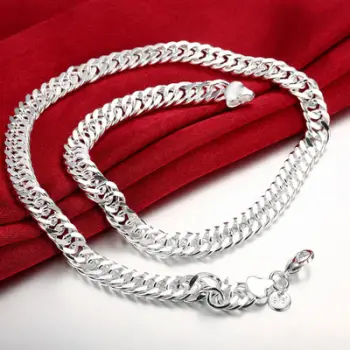Set Xuping të flakëruar në argjend - qafore + byzylyk, unisex, 50 cm