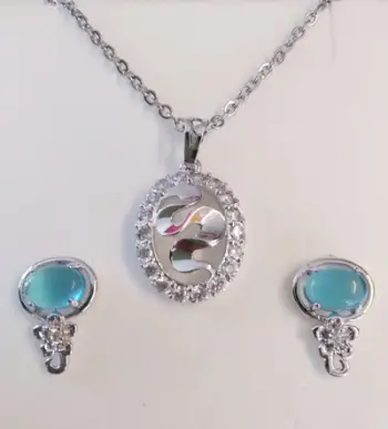Set - qafore + varëse + vathë Xuping, QV2AK të flakëruara në argjend, i argjendtë/kaltër