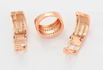 Set të praruar në ari - unazë + vathë, rozë e artë SX/15.70mm/#9