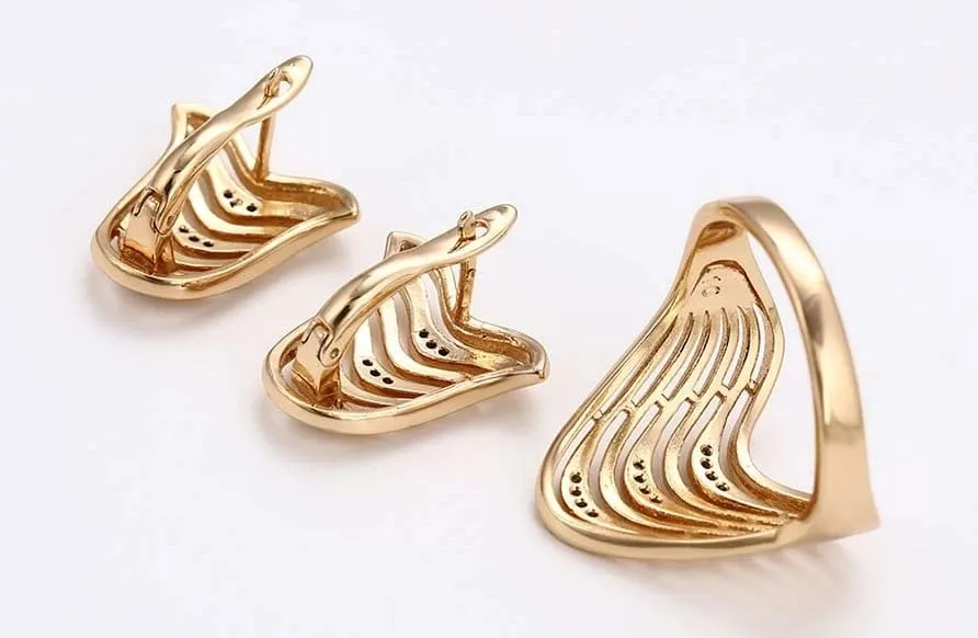 Set unazë/vathë elegante , të praruar në ar 18K #7 - 2