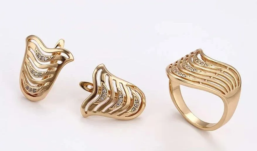 Set unazë/vathë elegante , të praruar në ar 18K #7 - 4