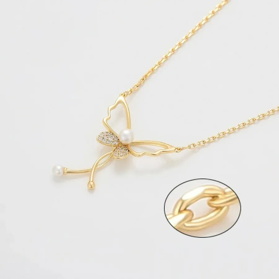Qafore me varëse në formë fluture e praruar në ar, 14K QA17 - 1