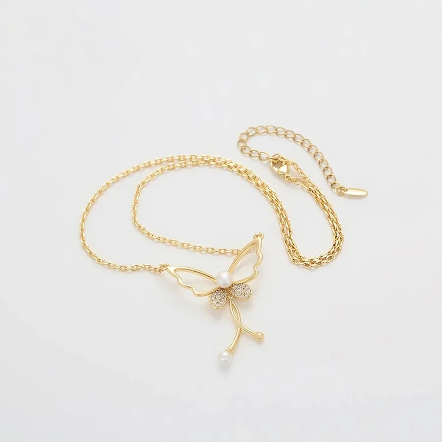 Qafore me varëse në formë fluture e praruar në ar, 14K QA17 - 3