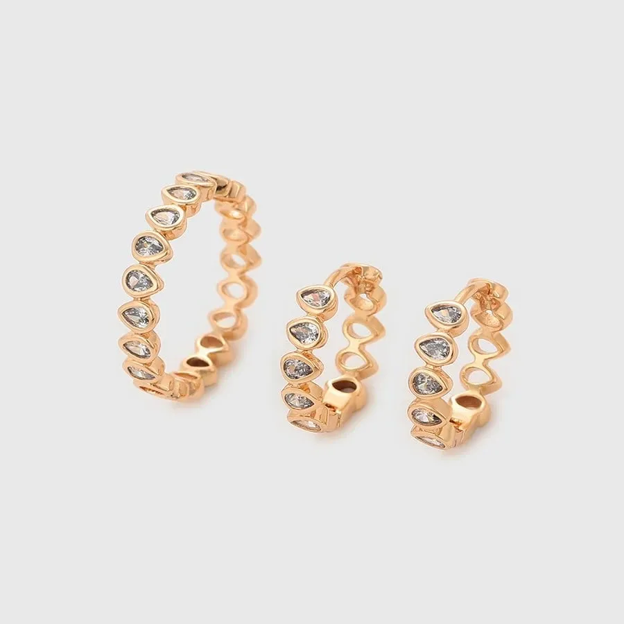 Set unazë/vathë Xuping, të praruar në ar 18k, #7US - 4