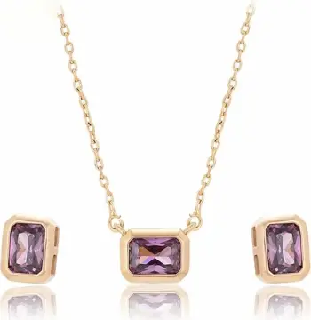 Set qafore dhe vathë elegant me gurë vjollcë, të praruar në arë 18k