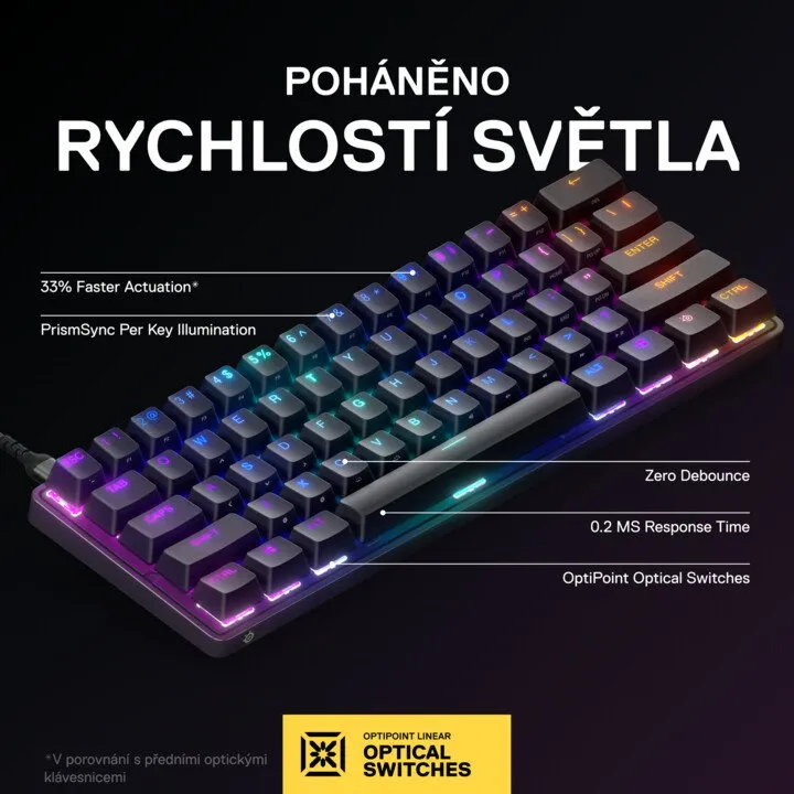 Tastierë SteelSeries Apex 9 Mini, OptiPoint, US, e zezë - 2