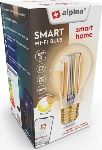 Llambë inteligjente Alpina Smart WiFi A60, 4.9W, bazë E27, dritë e ngrohtë