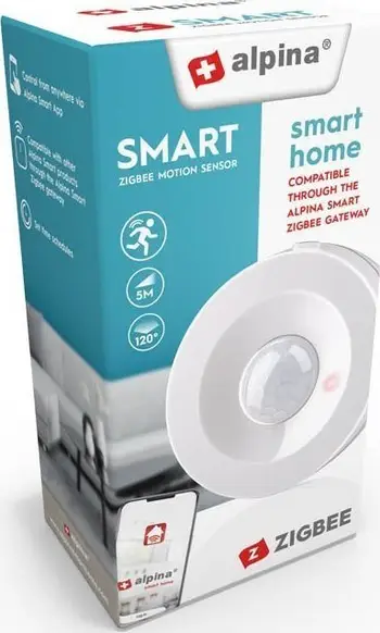Senzor lëvizjeje Alpina Intelligent PIR, Zigbee, rreze 5m, i bardhë