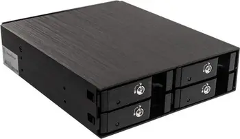 Enkllozh për disqe SilverStone SST-FS204B, 4x 2.5", 5.25", SATA 3, i zi