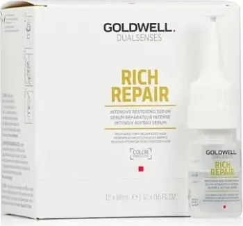 Serum intensiv në ampula për flokë të dëmtuara Goldwell Dualsenses Rich Repair Intensive Restoring Serum për femra 12x18ml
