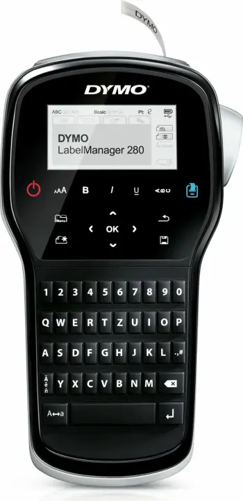 Printer etiketa Dymo LabelManager 280 QWERTZ, LCD, USB, Li-Ion, zi, argjendtë