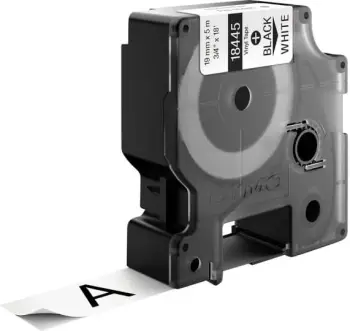 Shirit etiketimi vinil, Dymo Rhino, 18445 S0718620, 19mm x 5.5m, zi/bardhë