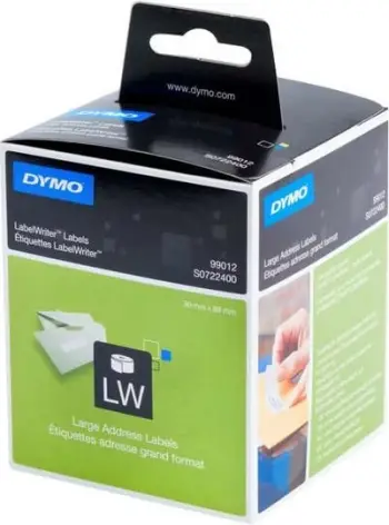 Etiketa adrese të mëdha, Dymo, 99012 (S0722400), për LabelWriter, letër pa BPA, të bardha
