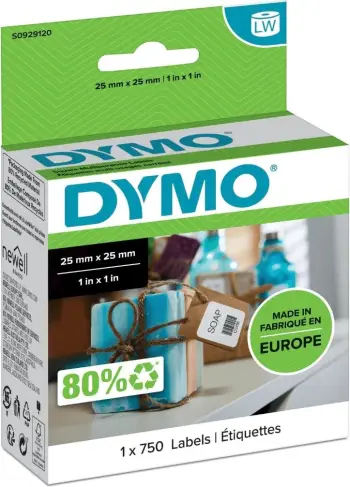 Etiketa vetëngjitëse Dymo S0929120, 25x25 mm, set 750 copë, e bardhë
