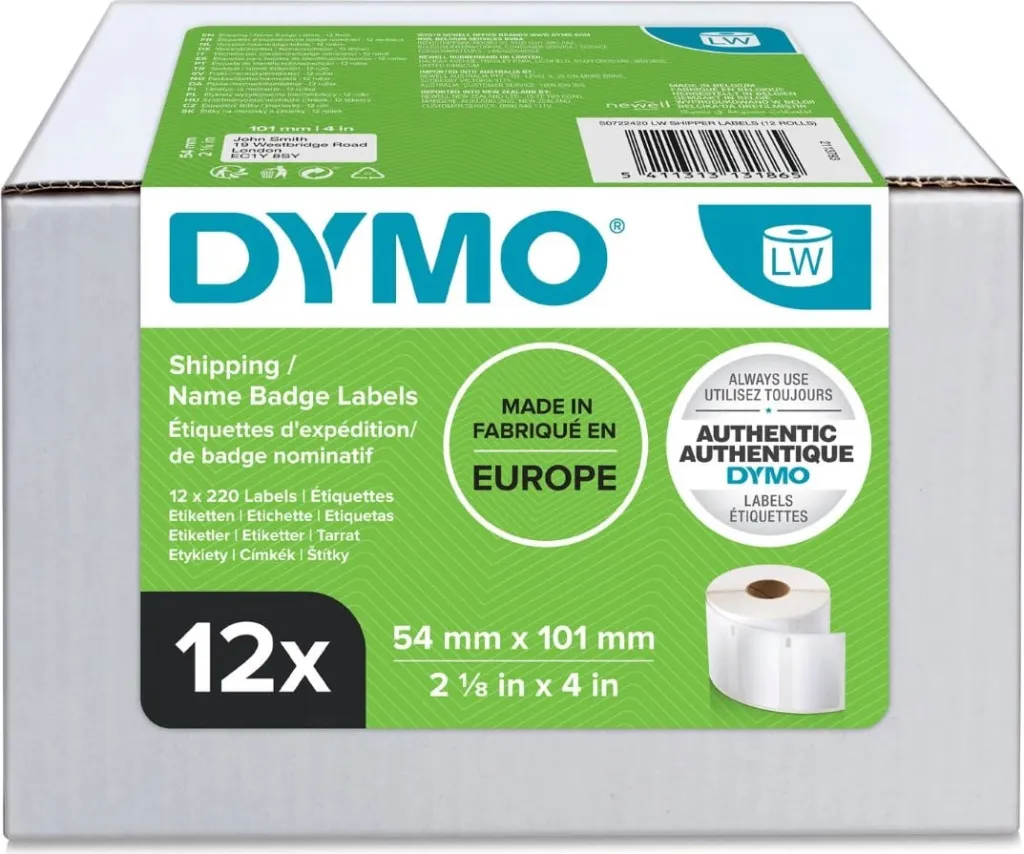 Etiketa ngjitëse Dymo L13186 / S0722420 54x101 mm bardhë 12-pako - 1