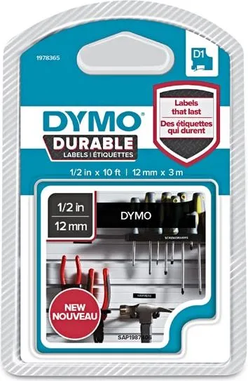 Fjongo për printer të etiketave Dymo D1 Permanent 1978 365, 3m, 12mm, i zi - 1