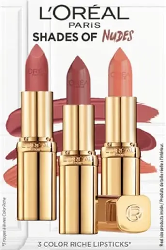 Set buzëkuq L'Oreal Color Riche Lipstick Trio, Nude 235, 48g + Violet Saturne 214, 48g + Rose Tendre 303, 48g