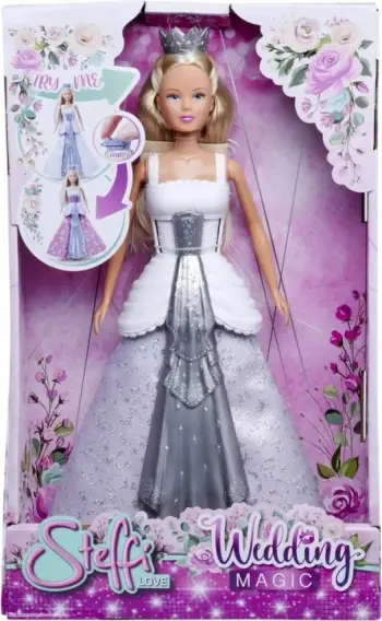 Kukull Simba Steffi Love Magical Wedding, fustan 2 në 1, flokë të gjata, shumëngjyrëshe