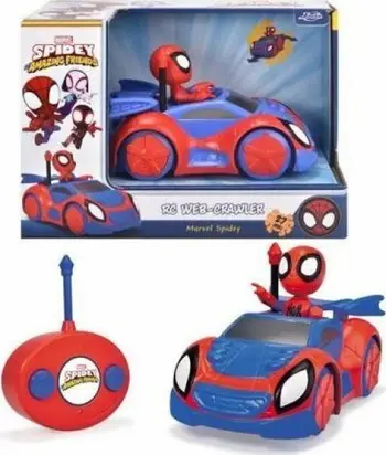 Makinë me telekomandë Simba Spidey Web Crawler, 2 pjesë, 21 x 34 x 18.5 cm, blu e kuqe