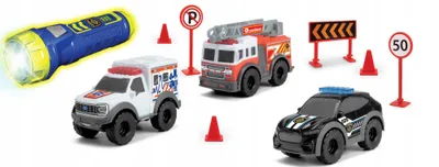 Set lodrash Dickie Micro Playset, 3 makina, elektrik 3 drita, shumëngjyrësh - 2
