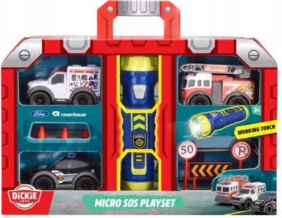 Set lodrash Dickie Micro Playset, 3 makina, elektrik 3 drita, shumëngjyrësh - 3