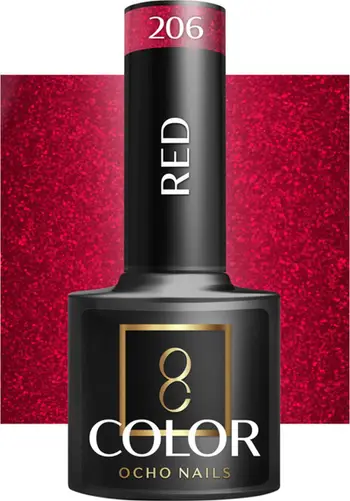 Llakk hibrid për thonj Activeshop Ocho Nails Red 206, 5 g, i kuq
