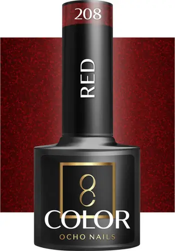Llak thonjsh hibrid Ocho Nails 208, 5g, e kuqe