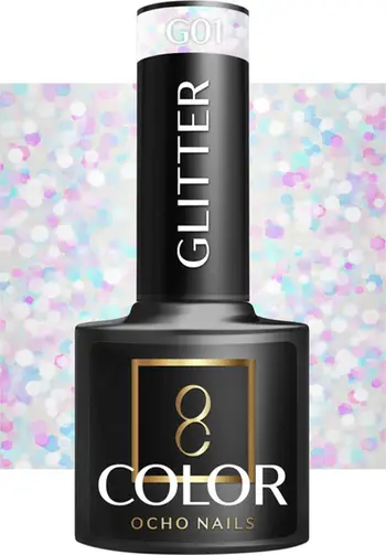 Llak xhel hibrid Activeshop OCHO NAILS G01 Glitter, 5 g, me shkëlqim