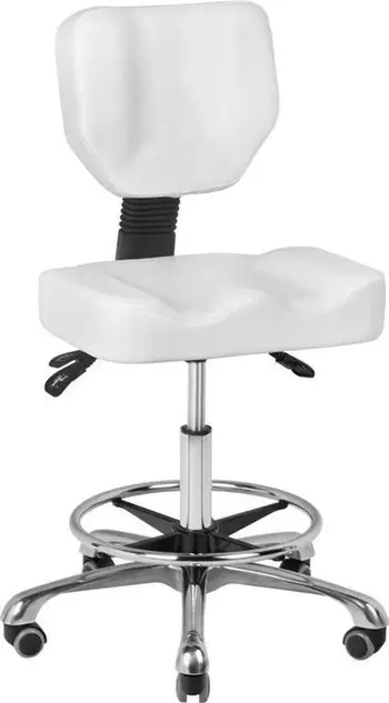 Stol kozmetik Activeshop A-4299, rregullim lartësie, me mbështetëse shpine, i bardhë