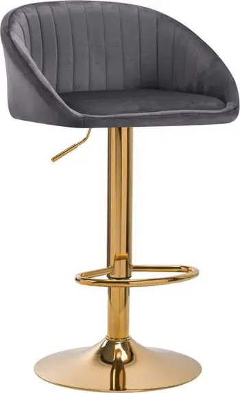 Stol bari Activeshop QS-B16G, velvet, i gri