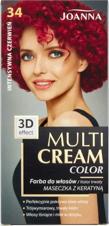 Ngjyrë për flokë Joanna Multi Cream Color, nr. 34 Intense Red