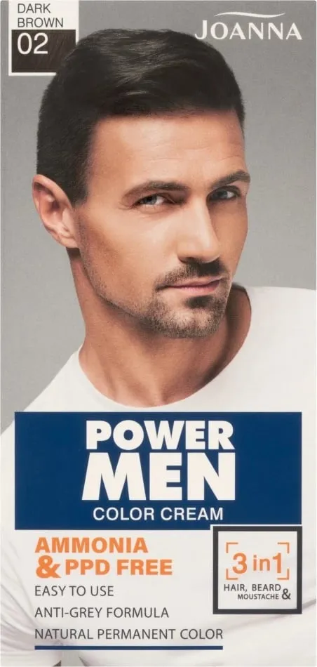 Ngjyrë për flokë Joanna Power Men 3 në 1, Nr. 02, e kaftë e errët - 1