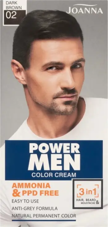 Ngjyrë për flokë Joanna Power Men 3 në 1, Nr. 02, e kaftë e errët