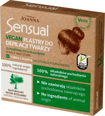 Shirita depilimi për fytyrë Joanna Sensual Vegan 12 copë me vaj ulliri 10ml për femra