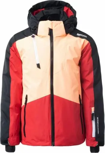 Xhaketë skijimi për fëmijë Brugi Jacket 1AJD Jr, rezistente ndaj ujit 3000mm, me kapuç të heqshëm, shumëngjyrëshe