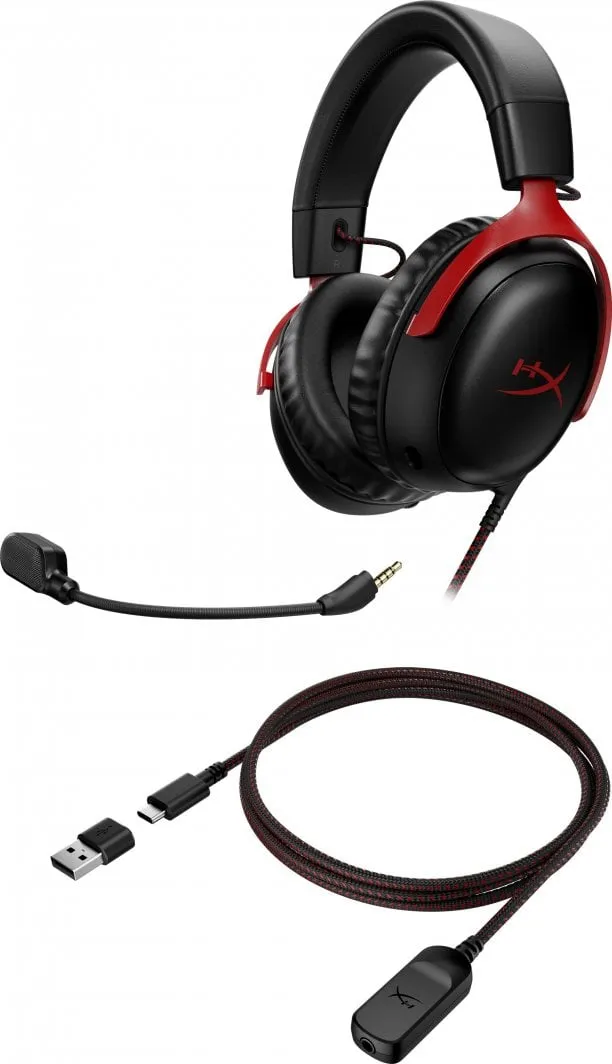 Kufje HyperX Cloud III (727A9AA), të zeza/ kuqe - 7