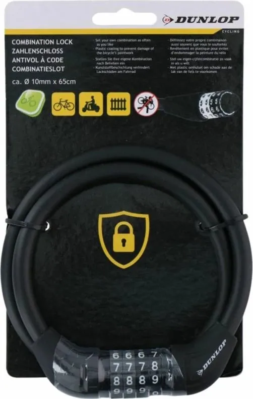 Kabllo sigurie për biçikletë Dunlop, e zezë - 1