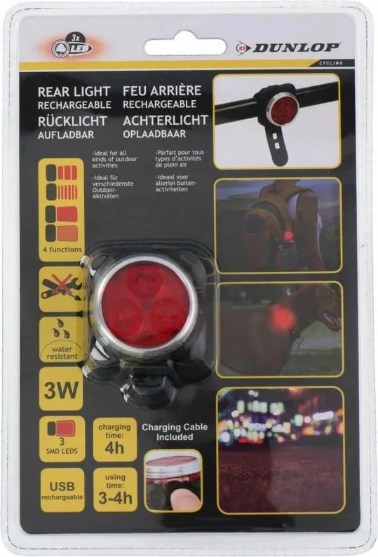 Dritë pasme për biçikletë Dunlop 3LED SMD, e zeza - 3