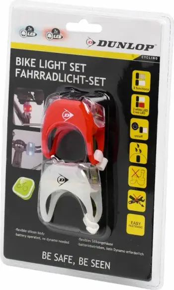 Set dritash për biçikletë Dunlop Deluxe, LED, të bardha / kuqe