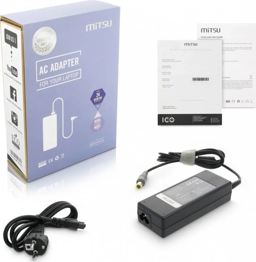 Përshtatës energjie për laptop Mitsu (ZM/LEN2045), 90W, 5.5mm, 4.5A, 20V - 1