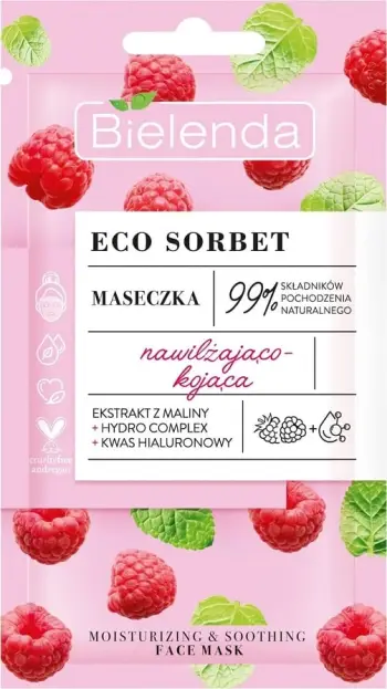 Maskë për fytyrë Bielenda Eco Sorbet Moisturizing and Soothing Raspberry për femra, 8g