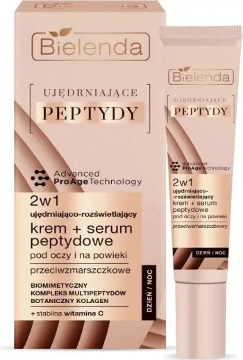 Krem dhe serum për sy dhe kapakë për femra Bielenda Lifting Peptides Firming and Brightening 2-in-1, 15ml