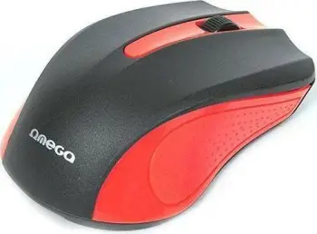 Maus Omega OM-05G, wireless, USB, i zi dhe i kuq