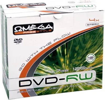Disk optik Omega DVD-RW, 4.7 GB, 4x 10 copë - 1