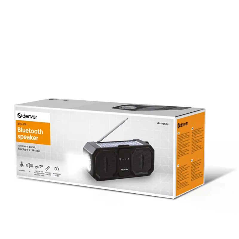 Denver Bluetooth Speaker with Solar Panel & FM Radio - 4