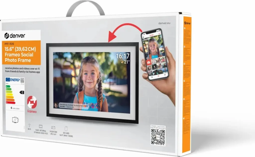 Kornizë digjitale Denver Frameo PFF-1516, 15.6", Full HD, 16 GB, e zezë - 4