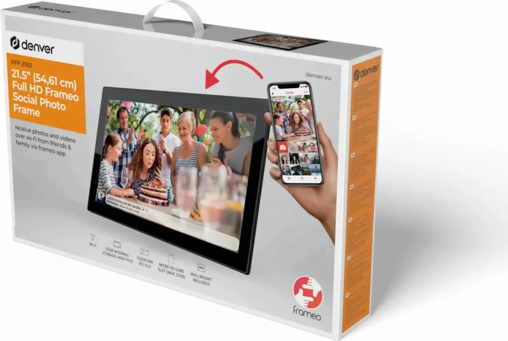 Kornizë digjitale Denver Frameo PFF-2160, 21.5", 32 GB, Full HD, e zezë - 3