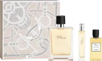 Set parfum Hermès Terre, 3 pjesë, Eau de Toilette dhe xhel dushi