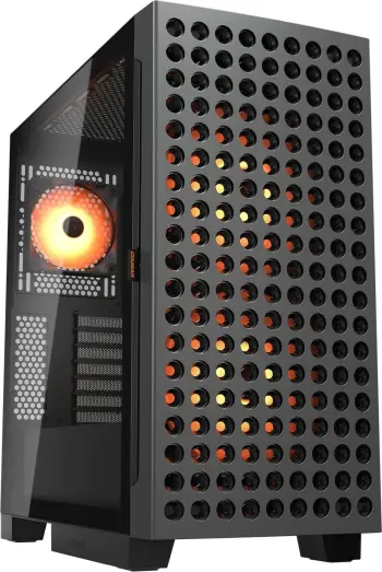 Kasa kompjuteri Cougar Airface Eco RGB, Middle Tower, xham i temperuar, pa furnizues energjie, e zezë