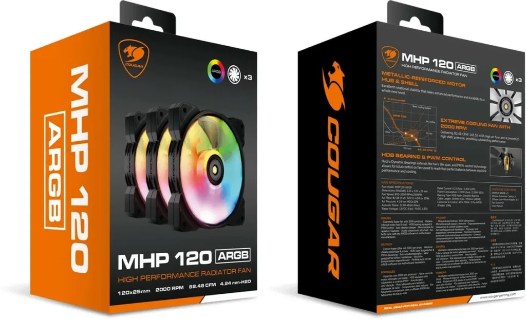 Ventilator kase Cougar MHP 120 ARGB 3-pack, 120mm, zi - 7